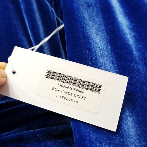 Reformation Silk Burgundy Caspien Color Royal Blue Velvet Puff Sleeve Wr… - Picture 9 of 15